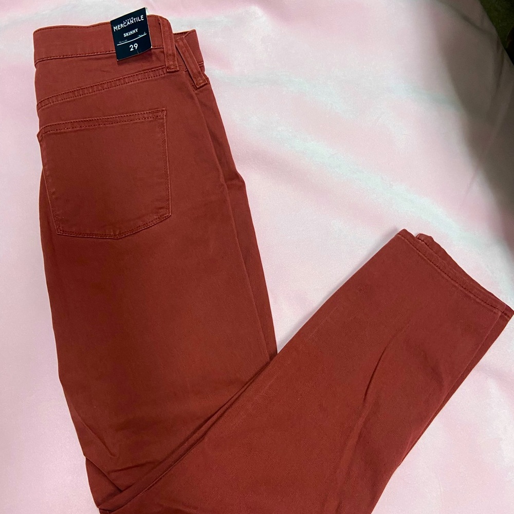 J. Crew skinny jeans. Rust color size 29 NWT